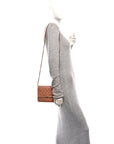 Calfskin Quilted Boy Square Wallet on Chain WOC Brown