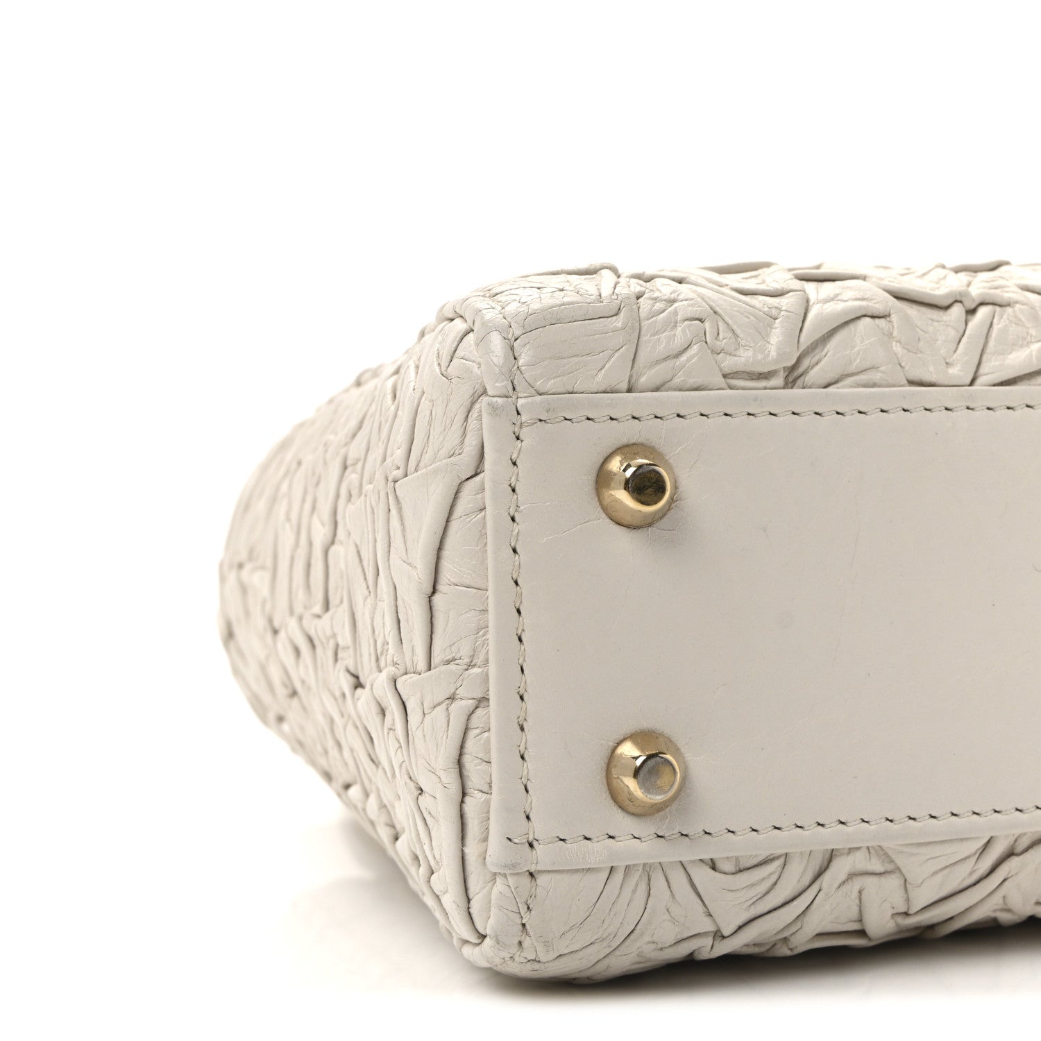 Lambskin Gathered Mini Lady D1OR White