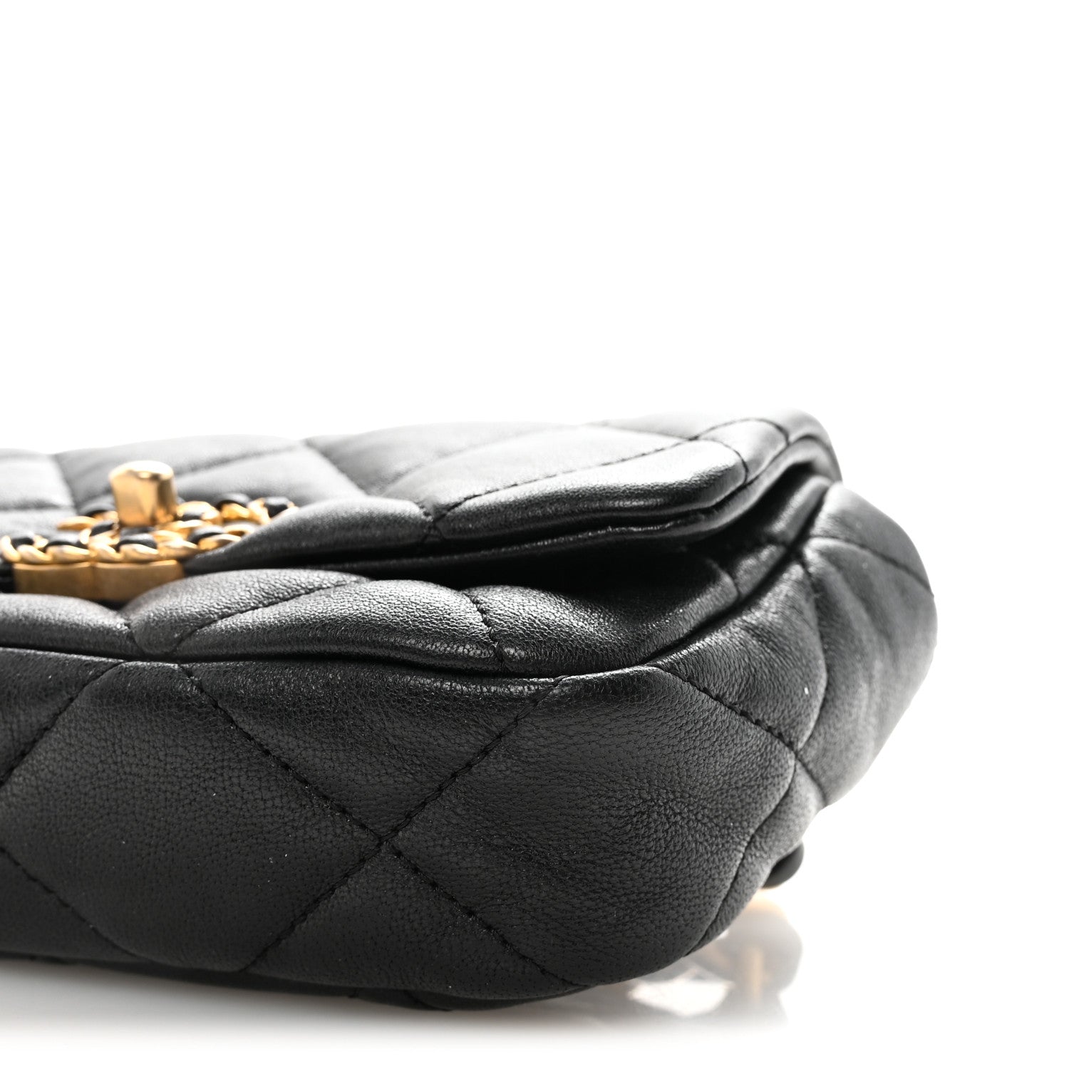 Goatskin Quilted CHNL 19 Waist Bag Black