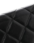 Lambskin Quilted Golden Class Wallet on Chain WOC Black