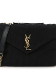 Fabric Y Quilted Monogram Small Loulou Chain Satchel Black