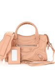 Matte Goatskin Rubber Covered Classic Hardware Mini City Rose Poudre