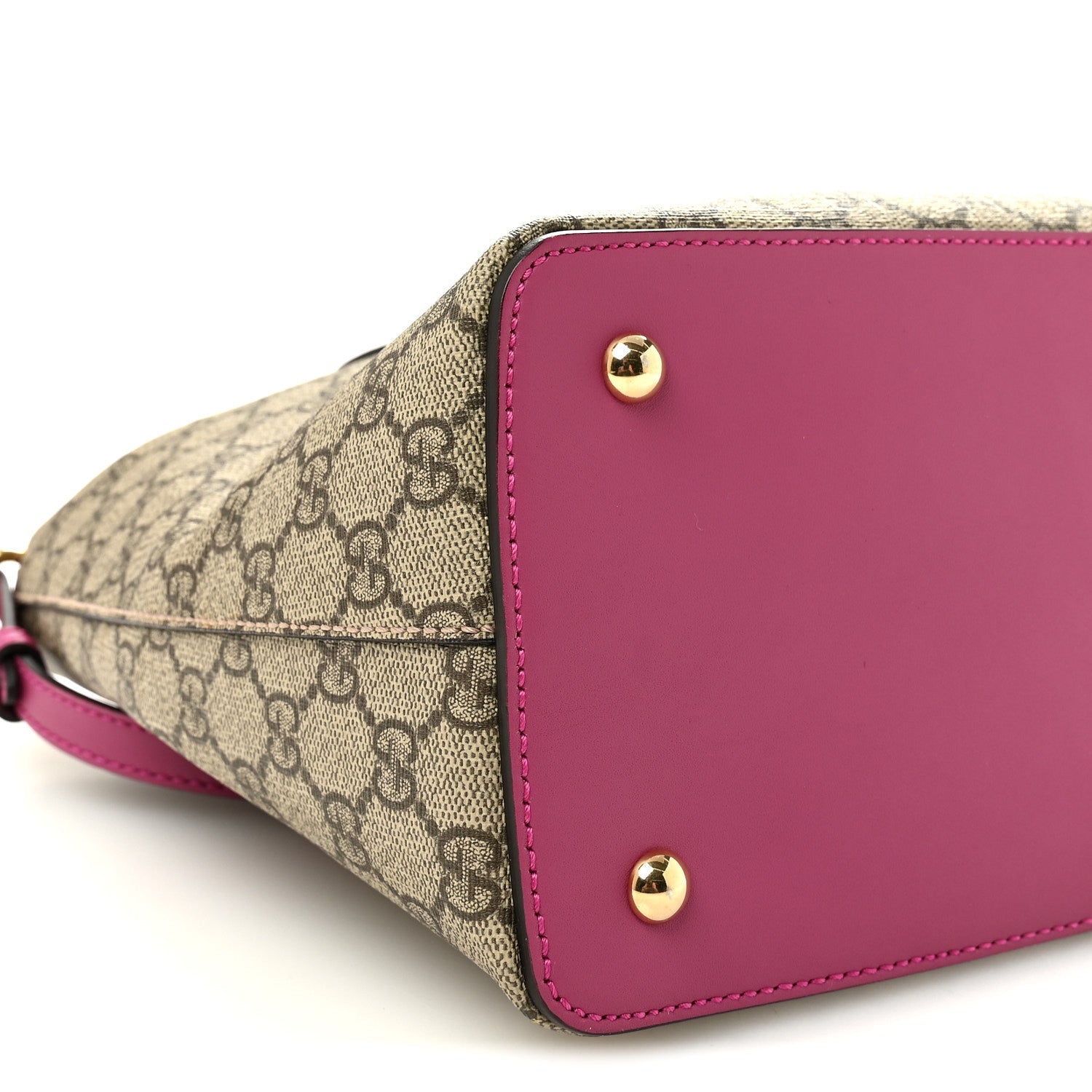 GG Supreme Monogram Linea A Foldover Tote Beige Hibiscus Red New Rosette