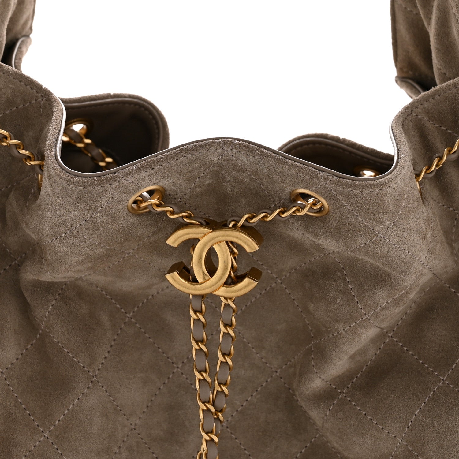Suede Quilted Medium CHNL 25 Handbag Grey