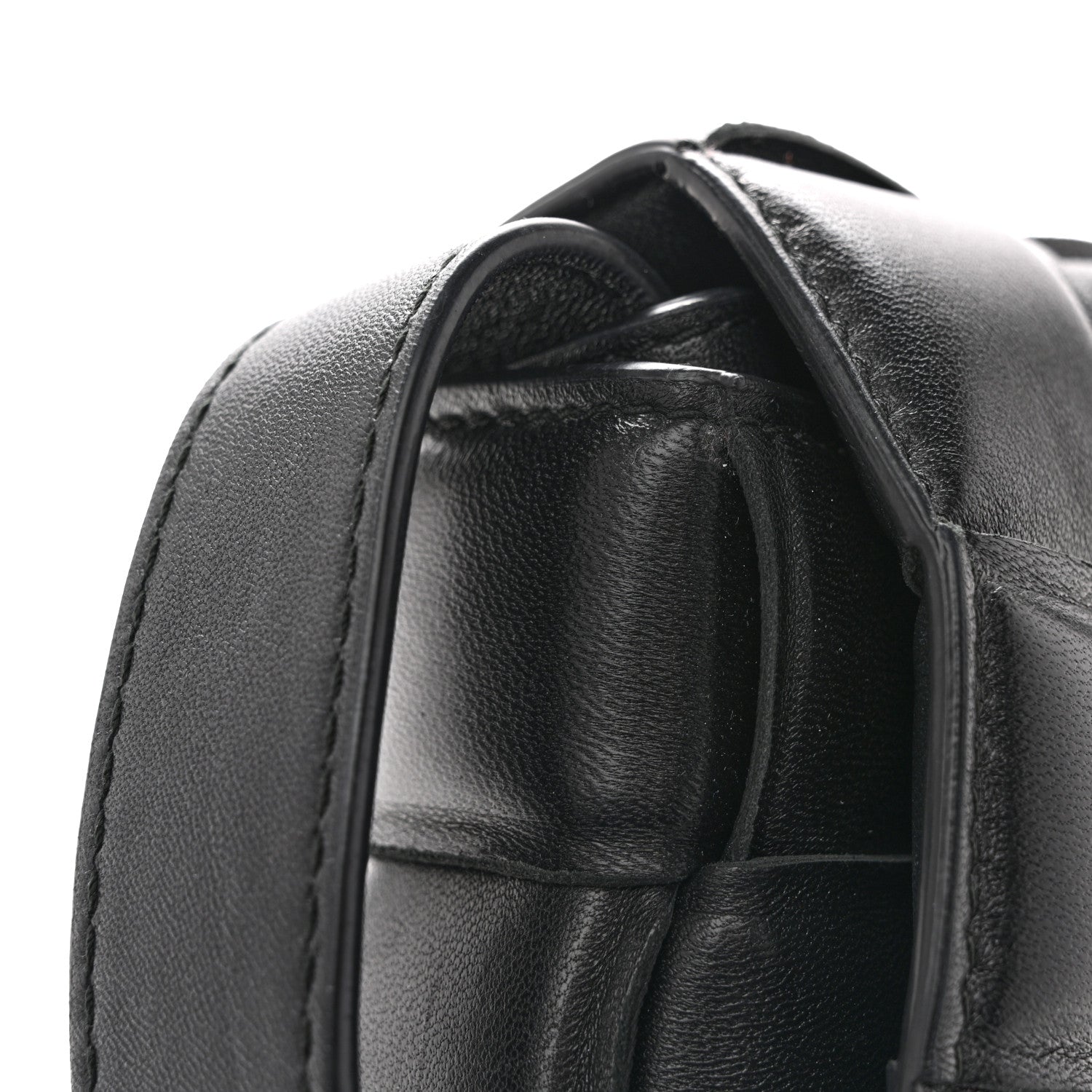 Nappa Maxi Intreccio Small Padded Cassette Crossbody Bag Black