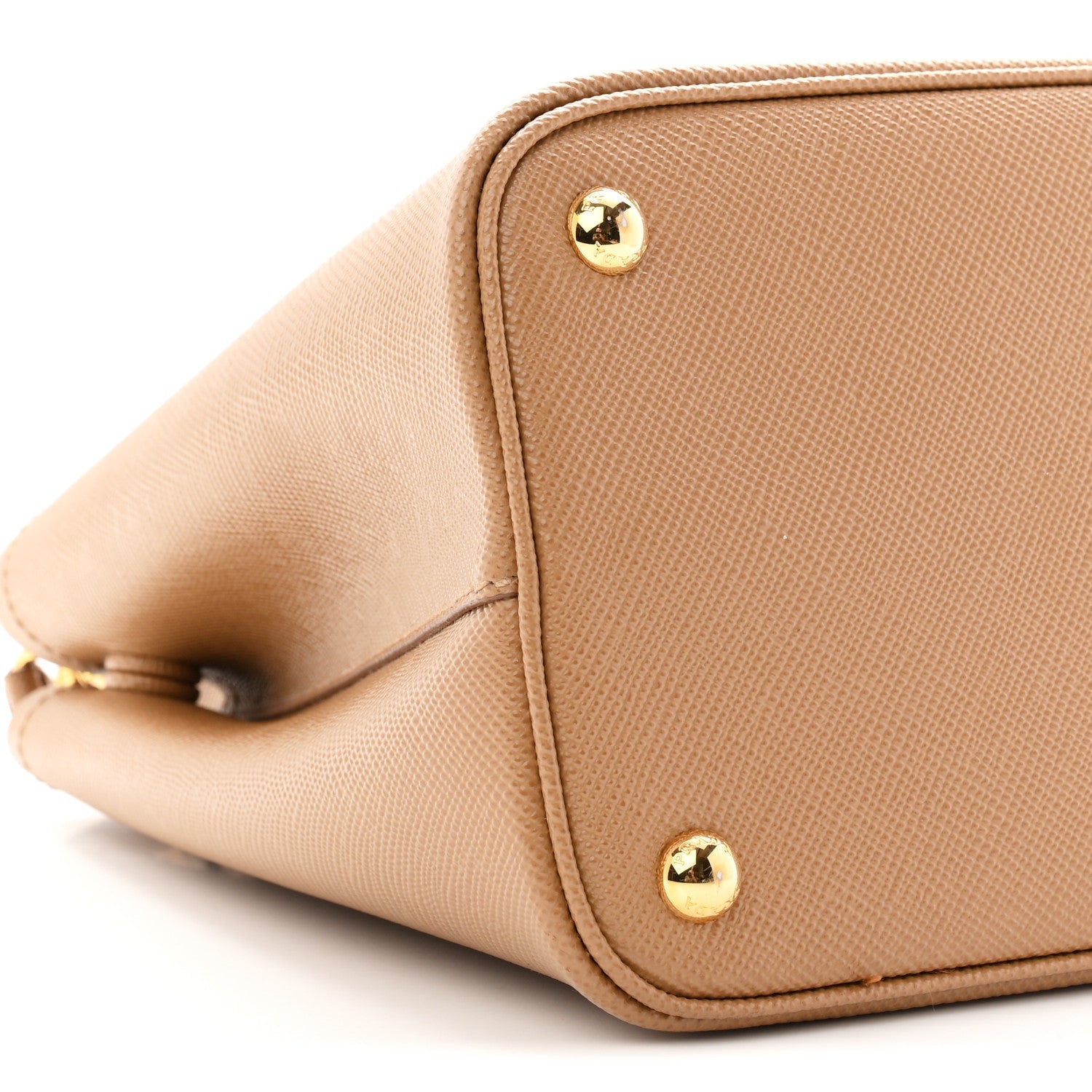 Saffiano Cuir Small Double Bag Caramel