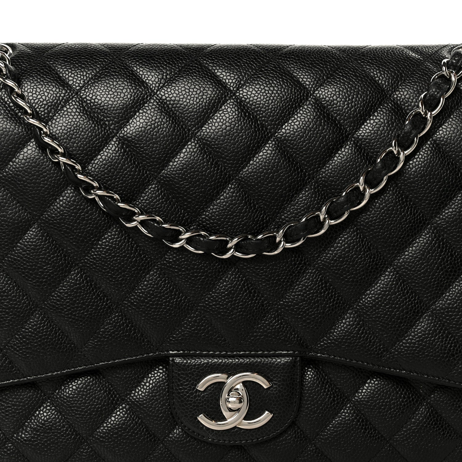 Caviar Quilted Maxi Double Flap Black