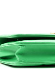 Shiny Goatskin Quilted CHNL 19 Wallet On Chain WOC Green