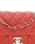 Lambskin Quilted Mini Rectangular Flap Red