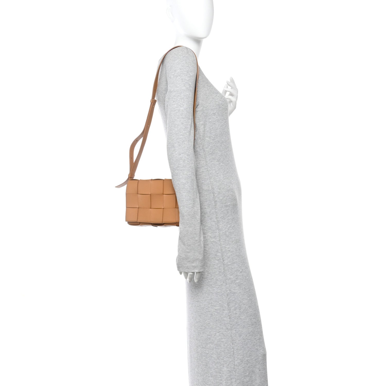 Lambskin Maxi Intrecciato Cassette Crossbody Bag Caramel