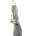 Calfskin Matelasse Mini GG Marmont Top Handle Shoulder Bag White
