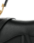 Grained Calfskin Saddle Bag With Strap Black