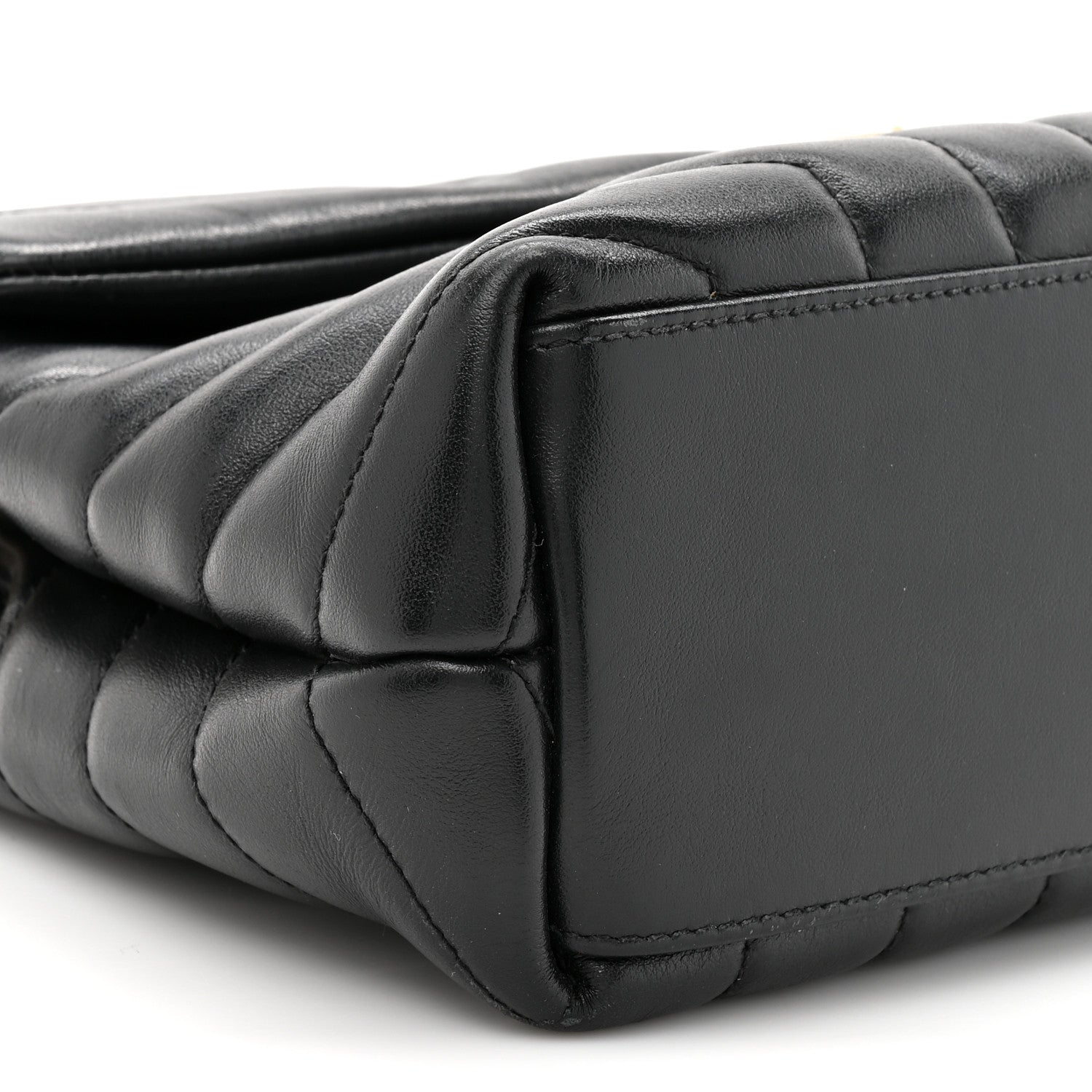 Calfskin Y Quilted Monogram Small Loulou Chain Satchel Black