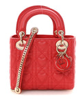 Calfskin Cannage D1ORamour Mini Lady D1OR Bag Bright Red