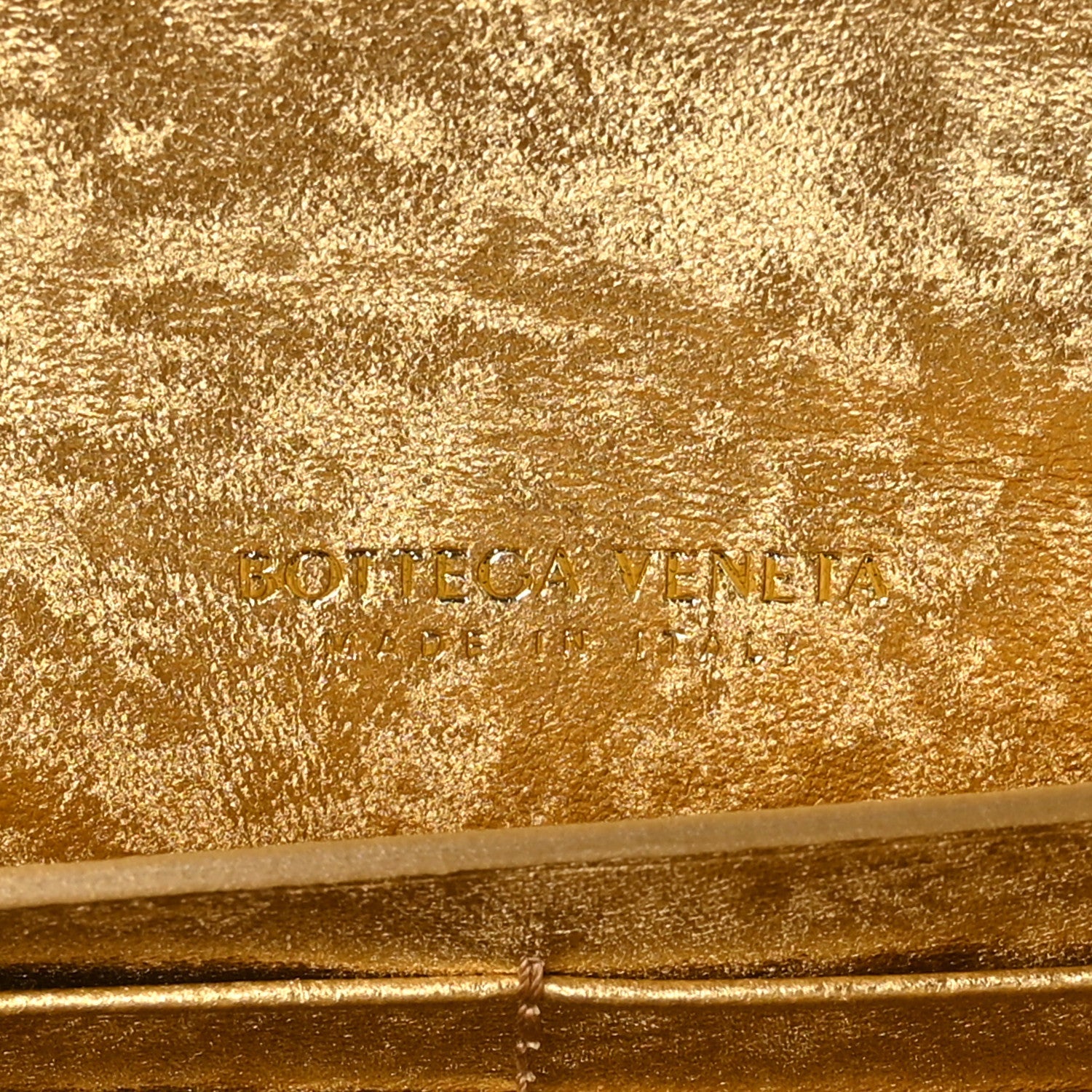 Metallic Satin Lambskin Intrecciato Long Andiamo Top Handle Clutch Gold