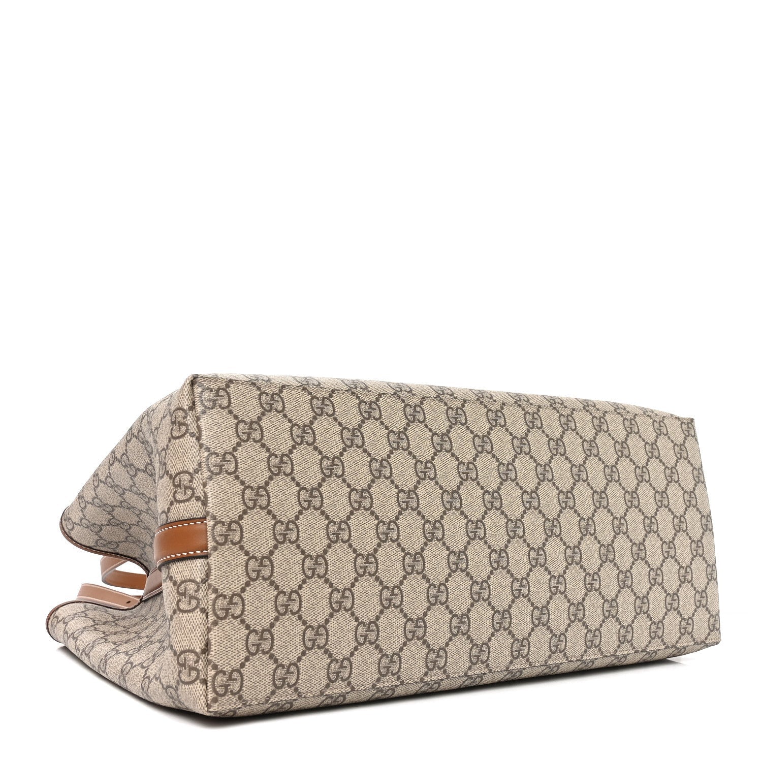 GG Supreme Monogram Emblem Large Tote Bag Beige Dark Brown