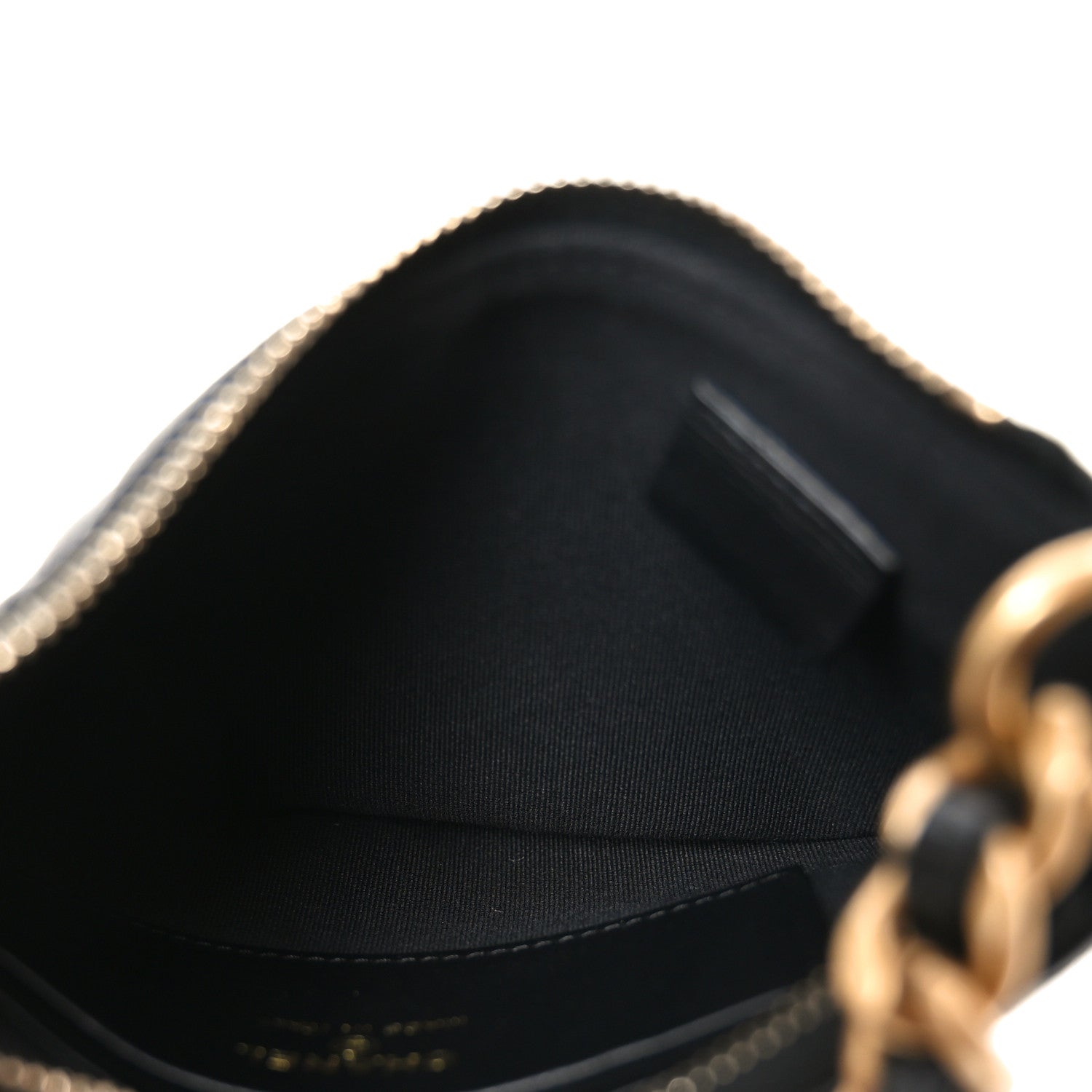 Shiny Crumbled Lambskin Quilted Round Small CC Hobo Black