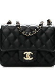 Lambskin Quilted Mini Square Flap Black
