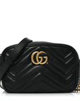 Calfskin Matelasse Mini GG Marmont Chain Shoulder Bag Black
