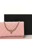 Caviar Quilted Wallet on Chain WOC Light Pink