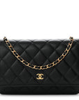 Lambskin Quilted Wallet On Chain WOC Black