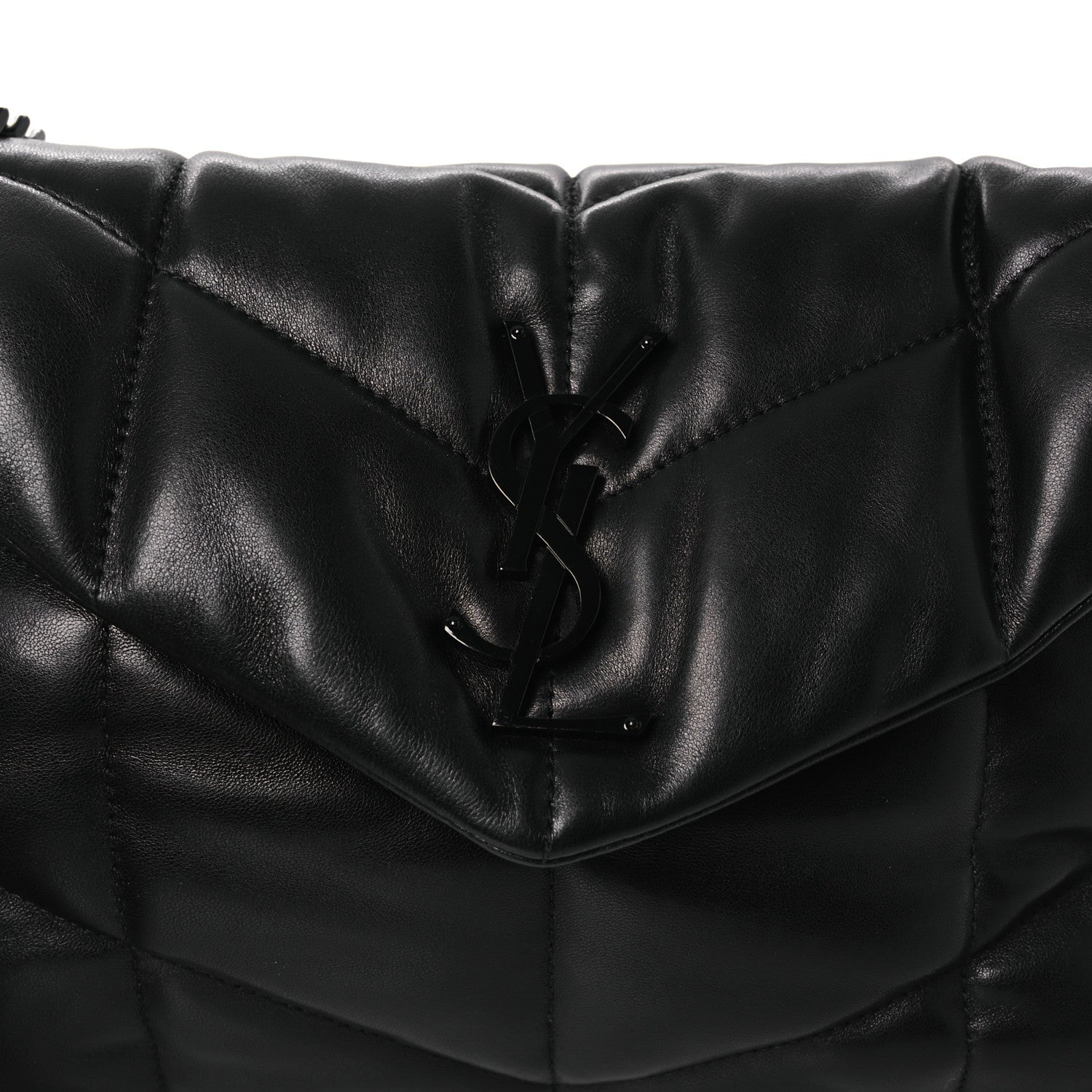 Lambskin Quilted Toy Loulou Puffer Monogram Monochrome Chain Satchel Black