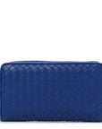 Nappa Intrecciato Zip Around Wallet Cobalt