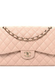 Caviar Quilted Jumbo Double Flap Light Beige