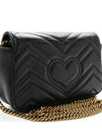 Calfskin Matelasse Super Mini GG Marmont Shoulder Bag Black