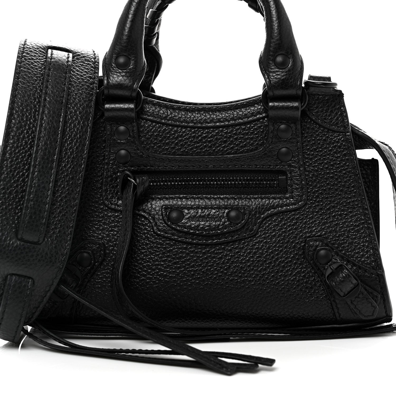 Grained Calfskin Neo Classic Black Hardware Nano City Crossbody Black