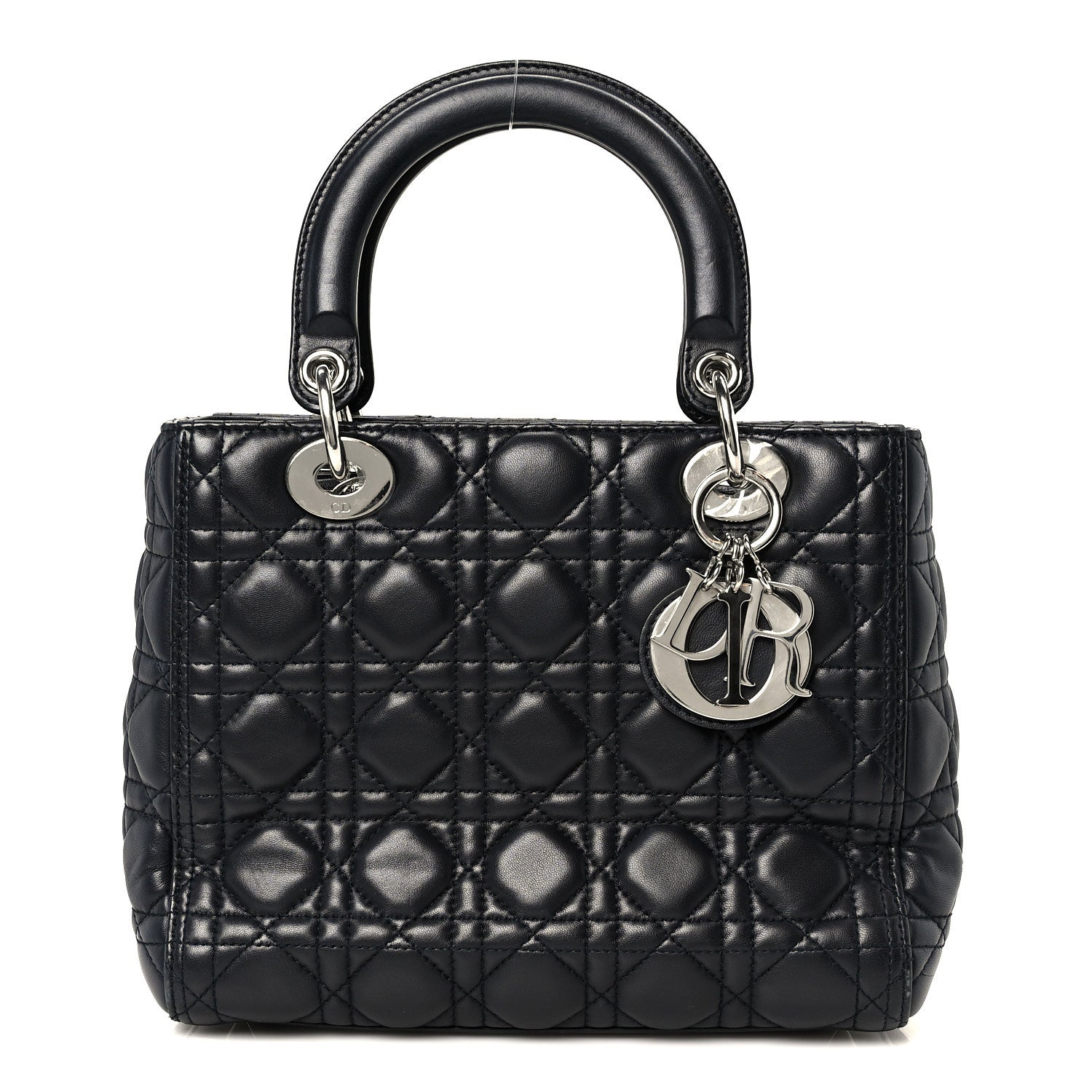 Lambskin Cannage Medium Lady D1OR Navy Blue