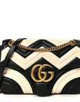 Calfskin Matelasse Medium GG Marmont Shoulder Bag Black White