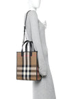 Calfskin House Check Small N/S Tote Black