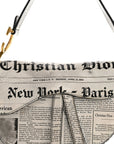 Calfskin Newspaper Printed Saddle Bag Black White