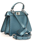 Metallic Cuoio Roma Sellerissima Nappa Sintetica Tape Stitch Petite Peekaboo I SEE U Iconic Satchel Placca Argento