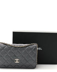 Iridescent Caviar Quilted Wallet On Chain WOC Green
