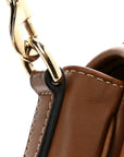 GG Supreme Monogram Textured Calfskin Emblem Mini Shoulder Bag Beige Dark Brown