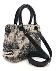 Calfskin Toile de Jouy Carnivora Medium Lady D1OR White Black