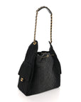 Washed Denim Quilted Medium CHNL 25 Handbag Black