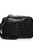 Calfskin Crocodile Embossed Monogram Lou Camera Bag Black