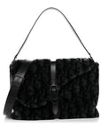 Oblique Mink Fur Saddle Soft Bag Dark Grey