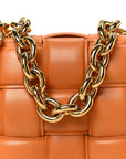 Lambskin Maxi Intreccio Padded Chain Cassette Crossbody Bag Caramel