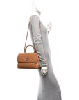 Lambskin Quilted Medium Trendy CC Flap Dual Handle Bag Camel