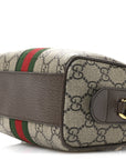 GG Supreme Monogram Textured Dollar Calfskin Web Super Mini Ophidia Top Handle Bowler Bag Beige Ebony New Acero