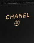 Lambskin Quilted Trendy CC Wallet On Chain WOC Black