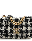 Tweed Quilted Medium CHNL 19 Flap Black Ecru White
