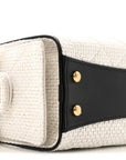 Braided Raffia Calfskin Mini CHNL 25 Handbag White Black