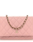 Caviar Quilted Wallet on Chain WOC Light Pink