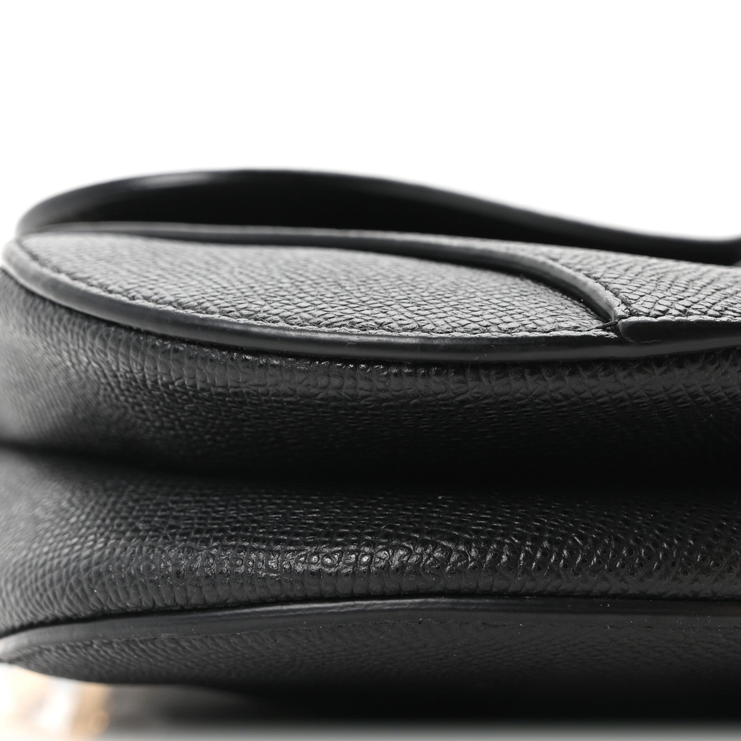 Grained Calfskin Mini Saddle Bag With Strap Black