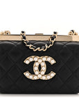 Lambskin Quilted Pearl CC Vanity Case Black
